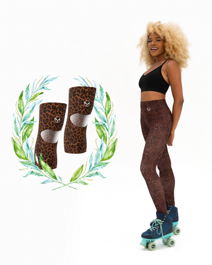chia cheetah knee pads sports leggings duo set
