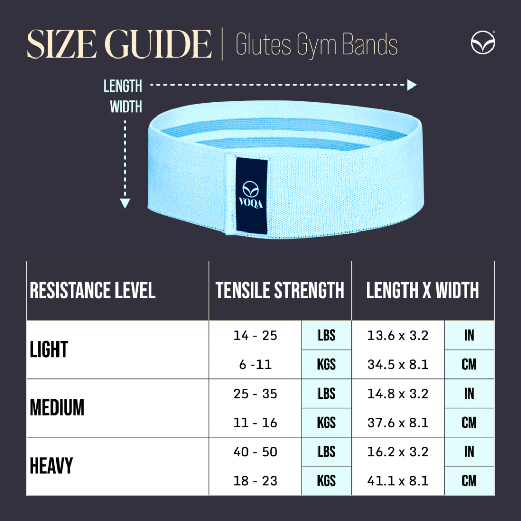 VOQA glutes gym band size chart