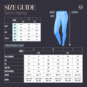 VOQA sports leggings size chart